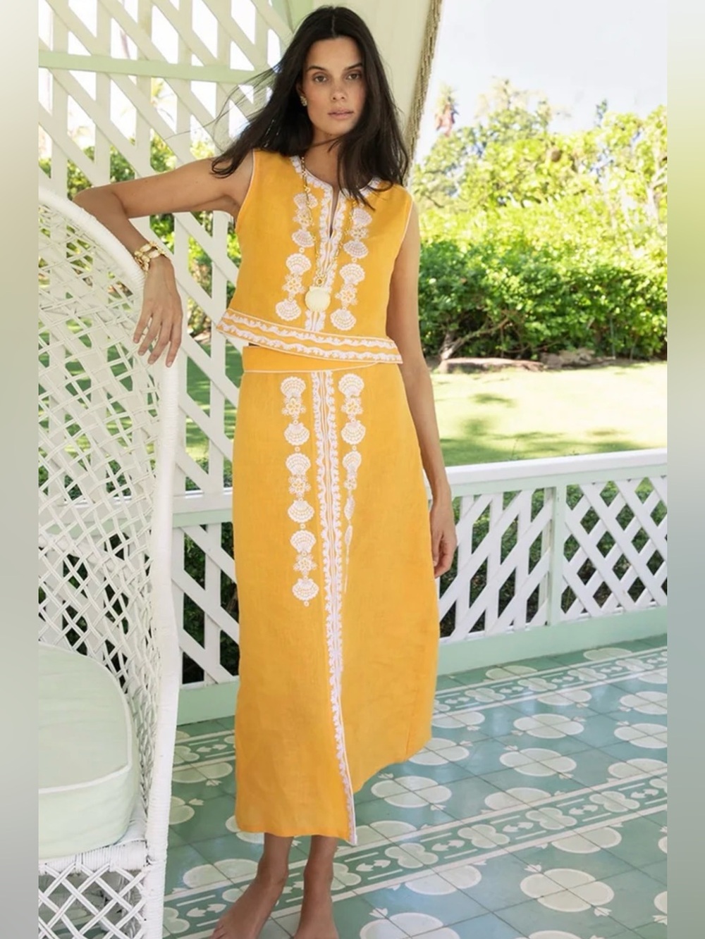 Gorgeous! NWT ASHA by Ashley McCormick Mango Linen Delfina Skirt Set Tuckernuck
